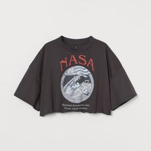 H&M Charcoal NASA Boxy Crop Top